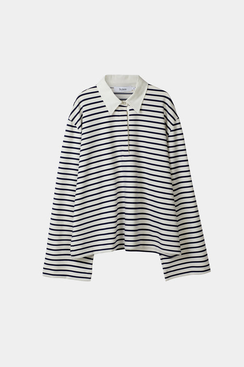 Janelle striped top vneck collar longsleeve stylein packshot