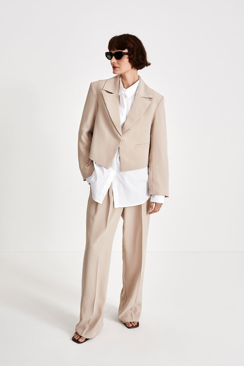 Bormio blazer cropped crepe single button cream stylein front image