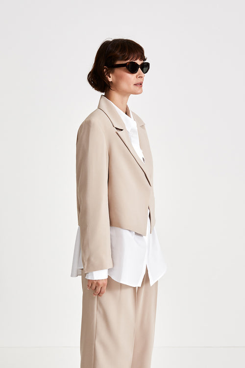 Bormio blazer cropped crepe single button cream stylein side image