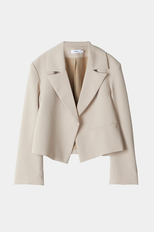 Bormio blazer cropped crepe single button cream stylein packshot
