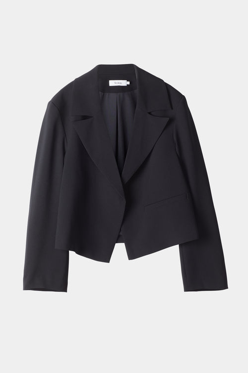 Bormio blazer cropped crepe single button closure black stylein packshot