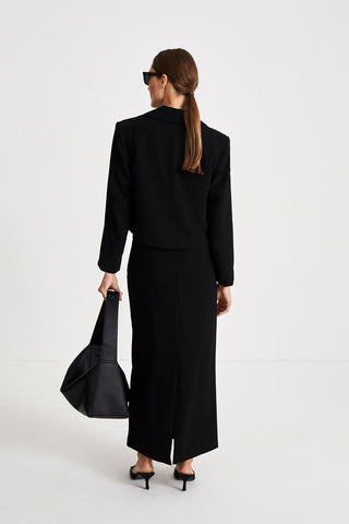 Bormio blazer cropped crepe single button closure black stylein back image 