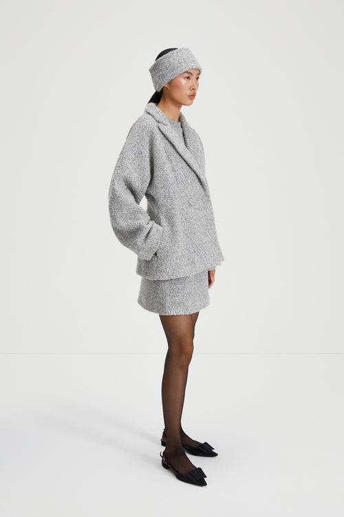 Halle skirt mini boucle subtly flared grey stylein side image