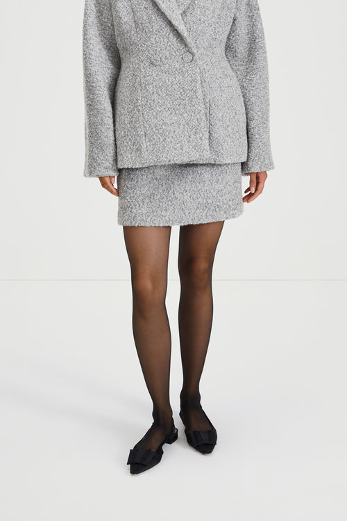 Halle skirt mini boucle subtly flared grey stylein front image