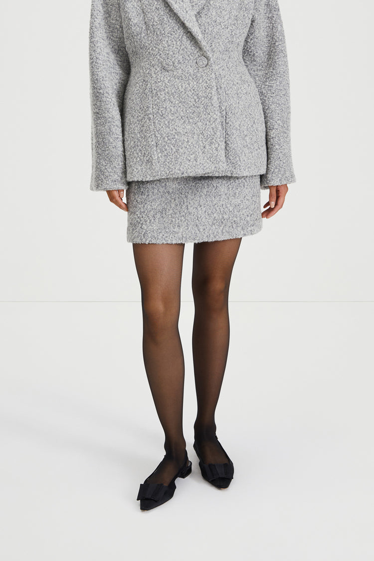 Halle skirt mini boucle subtly flared grey stylein front image