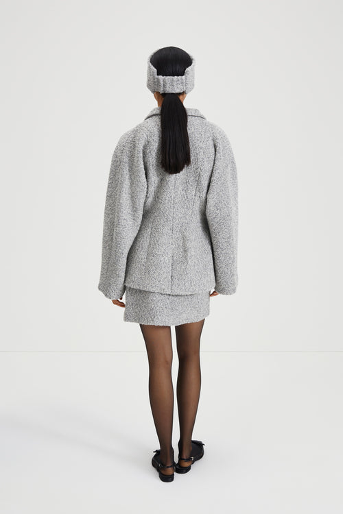 Halle skirt mini boucle subtly flared grey stylein back image