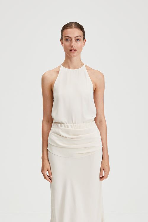 Malou top crepe slightly loose cream stylein front image