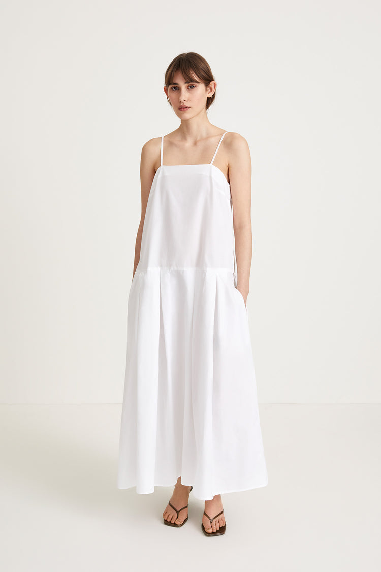 Jelena dress loose slip dress straps square neckline white stylein front image