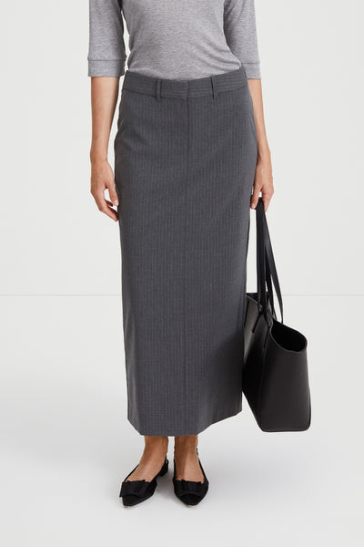 ★LOW CLASSIC★ RELAXED SLIT LONG SKIRTGREY STRIPE LC251SK01 stylein-minimalistic-