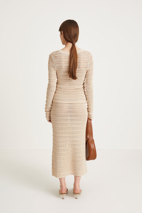 Perla skirt crochet midi length cream stylein back image