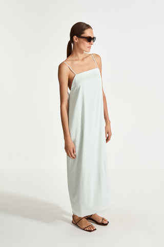 Melody dress matt chiffon ankle length straps square neckline front deep cowl neckline back horisontal strap mint stylein side image