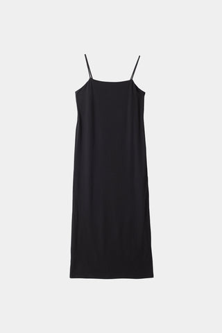 Melody dress matt chiffon slip straps square neckline deep cowl neckline back horizontal strap black stylein packshot