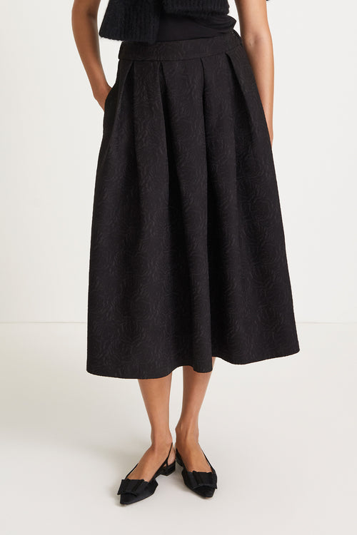 JOELLA JACQUARD SKIRT - BLACK