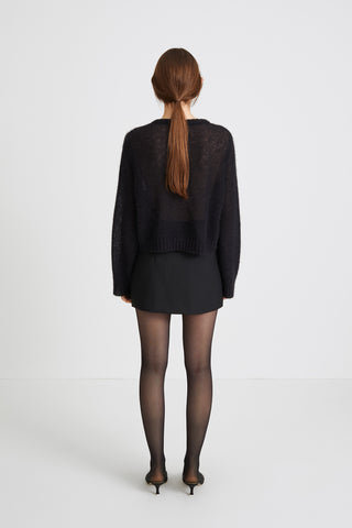 Bagnara skirt mini crepe box pleats black stylein back image 