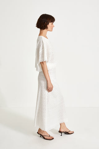 Paulina skirt full length lace straight silhouette white stylein side image