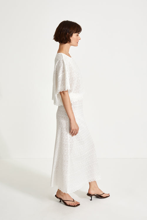 Paulina skirt full length lace straight silhouette white stylein side image