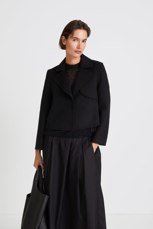 Toni jacket wool blend cropped full length sleeves black stylein front image