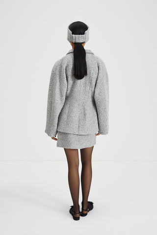 Hilma jacket tailored cinched waist boucle double breasted closure grey stylein back image