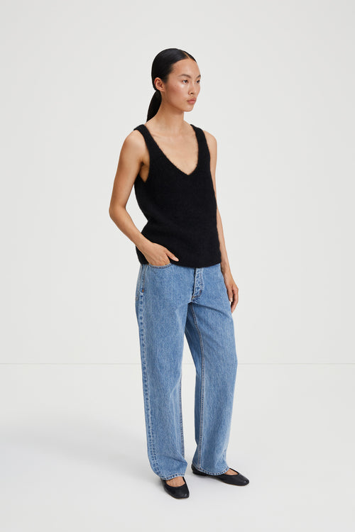 Nerina top mohair blend v neckline black stylein side image