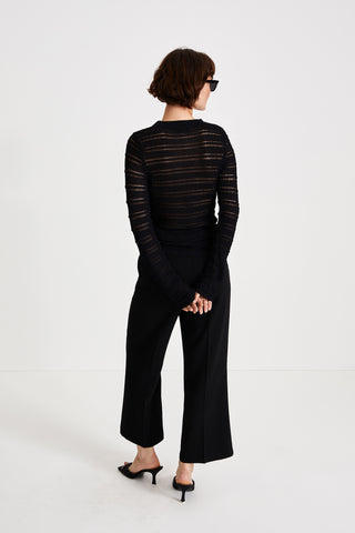 Peach top see through fitted long sleeves black stylein back image