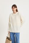 NOEMI CABLE SWEATER - WHITE