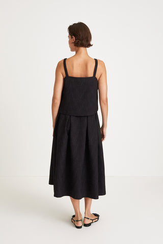 Jagna top cropped sleeveless square neckline wide silhouette black jacquard stylein back image