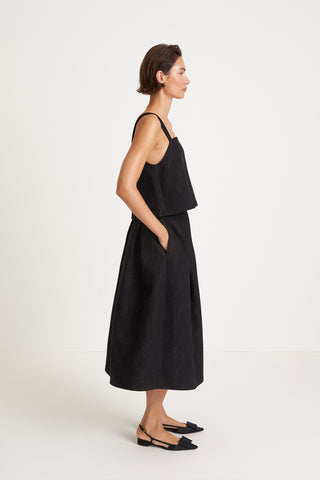 Jagna top cropped sleeveless square neckline wide silhouette black jacquard stylein side image 