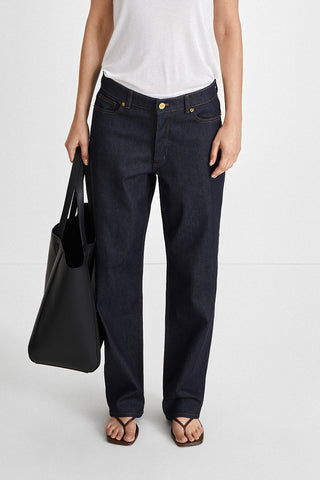 Kim denim voluminous baggy silhouette semi loose dark blue stylein front image