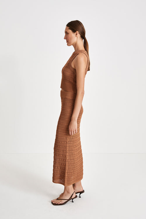 Payton top cropped rank knitted see through form fitted nougat stylein side image