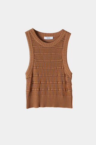 Payton top cropped rank knitted see through form fitted nougat stylein packshot