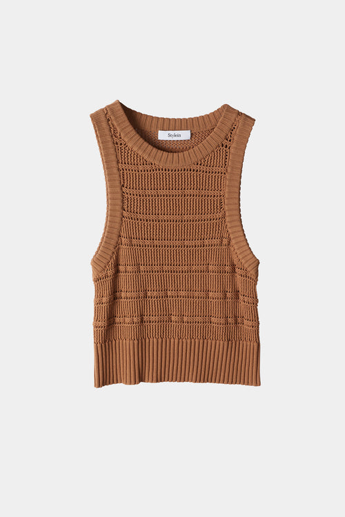 Payton top cropped rank knitted see through form fitted nougat stylein packshot