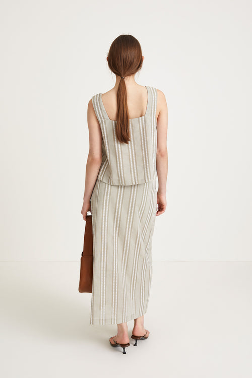 Janina skirt ankle length a line silhouette cotton crochet pattern green stylein back image