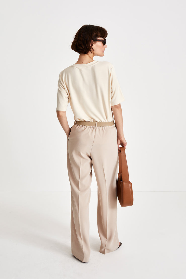 Bore trousers straight full length suit cream stylein back image