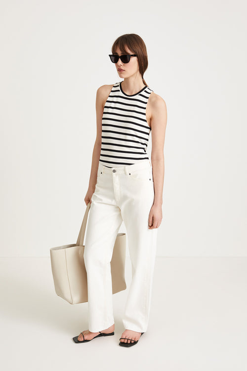 Case tank top fitted round neck jersey black white striped stylein side image