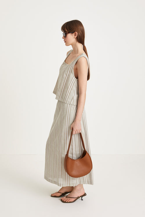 Jagna top cropped sleeveless cotton delicate crochet details wide green stylein side image