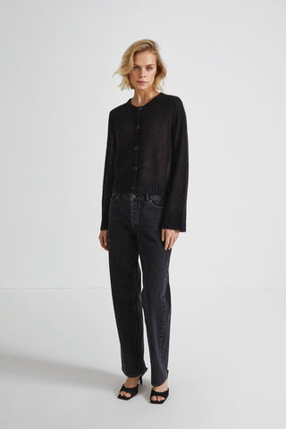 CROPPED ALPACA CARDIGAN - NOA BLACK
