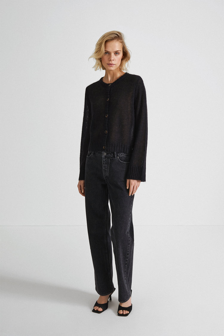 CROPPED ALPACA CARDIGAN - NOA BLACK