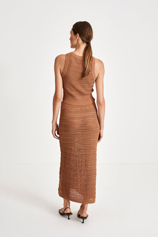 Payton top cropped rank knitted see through form fitted nougat stylein back image