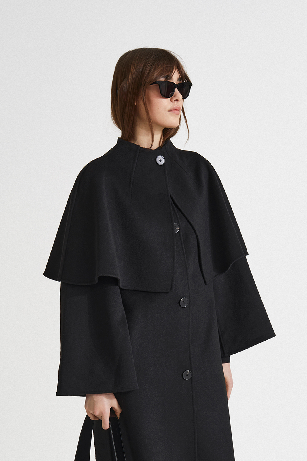 Black top cape coat
