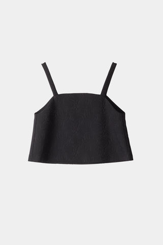 Jagna top cropped sleeveless square neckline wide silhouette black jacquard stylein packshot