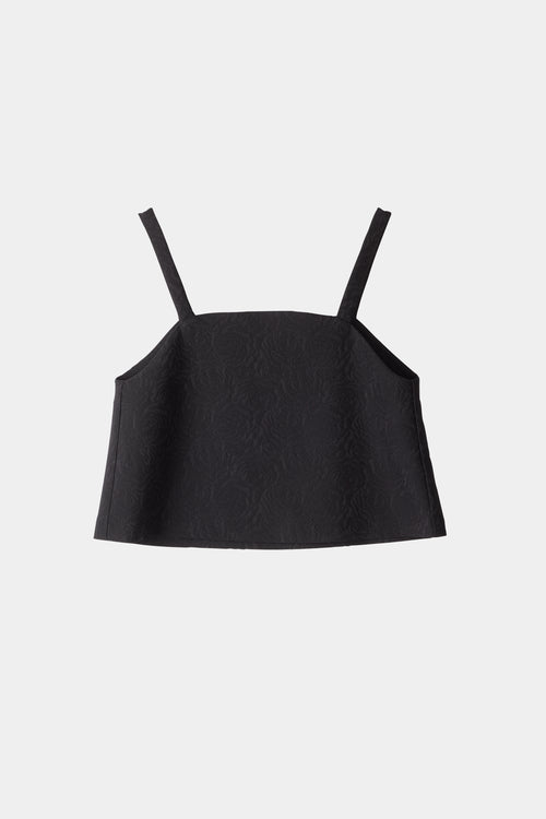 Jagna top cropped sleeveless square neckline wide silhouette black jacquard stylein packshot