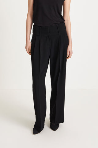 RELAXED PLEATED TROUSERS - BLAKE BLACK