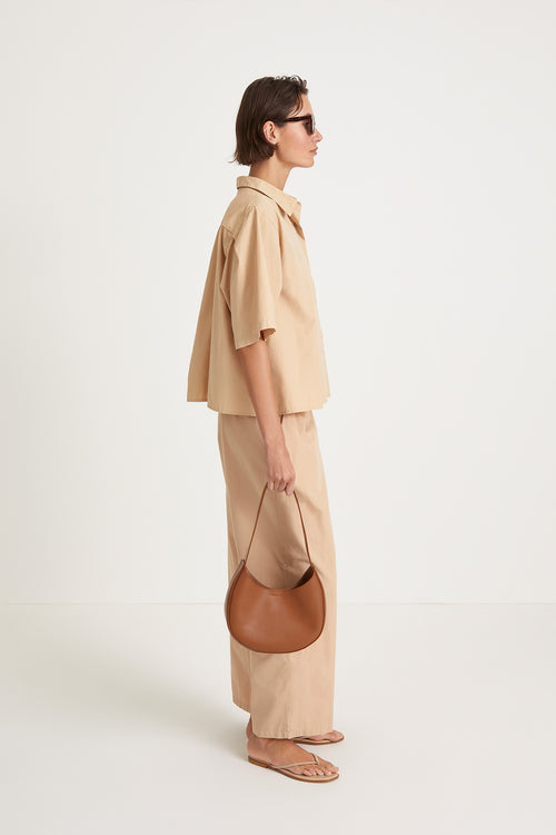 Jessie trousers wide relaxed cotton beige stylein side image 