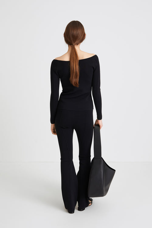 Pernelle trousers Milano knit full length straight sleek black stylein back image