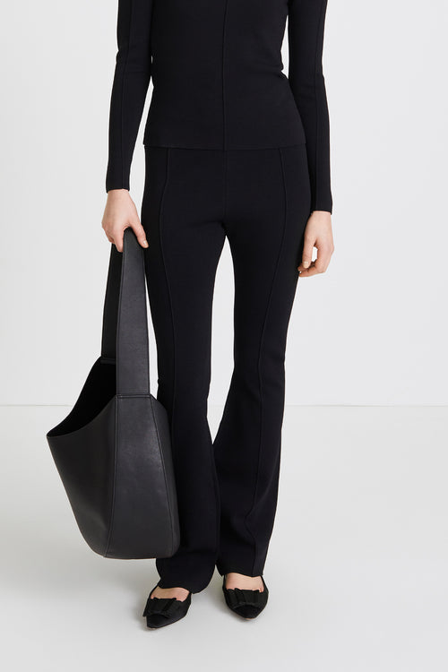 Pernelle trousers Milano knit full length straight sleek black stylein front image