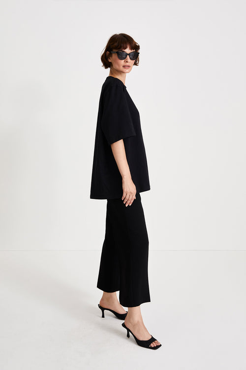 Bonita trousers cropped flared crepe black stylein side image