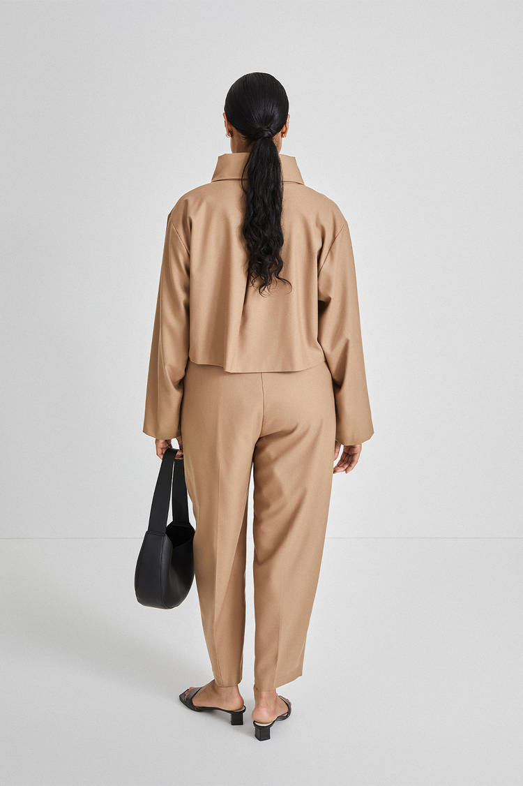 Bosa trousers voluminous cropped wool mix beige wool stylein back image