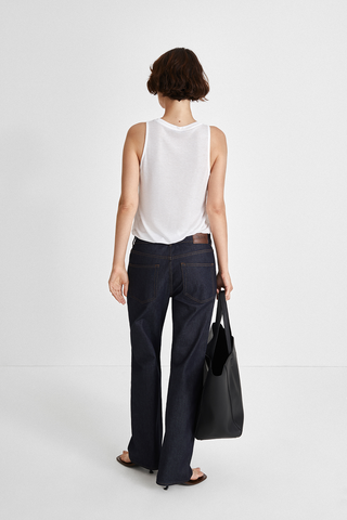 Kim denim voluminous baggy silhouette semi loose dark blue stylein back image