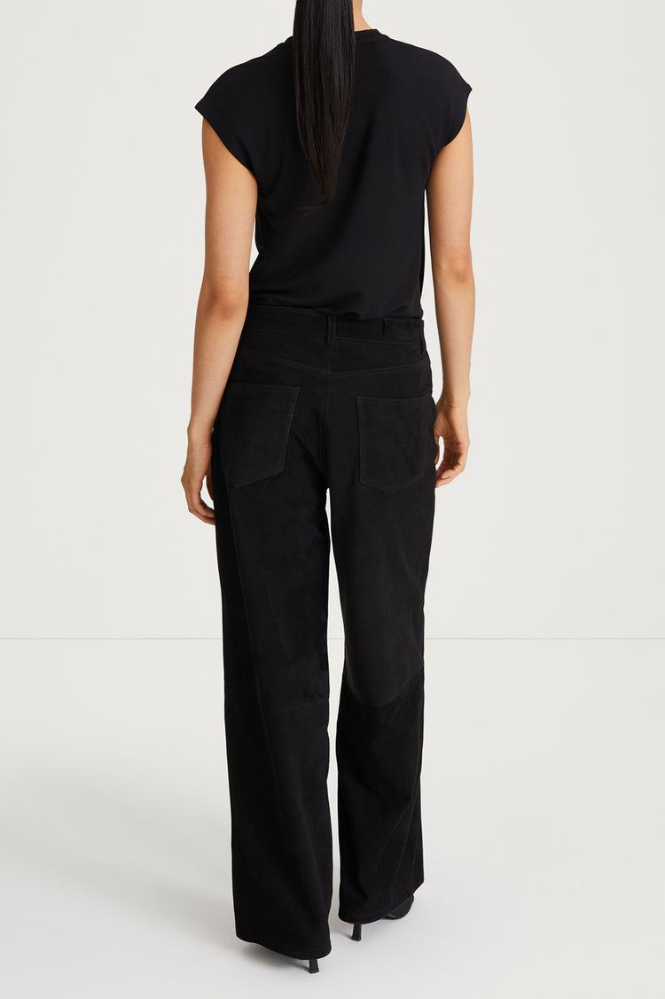 suede trousers black stylein victory back