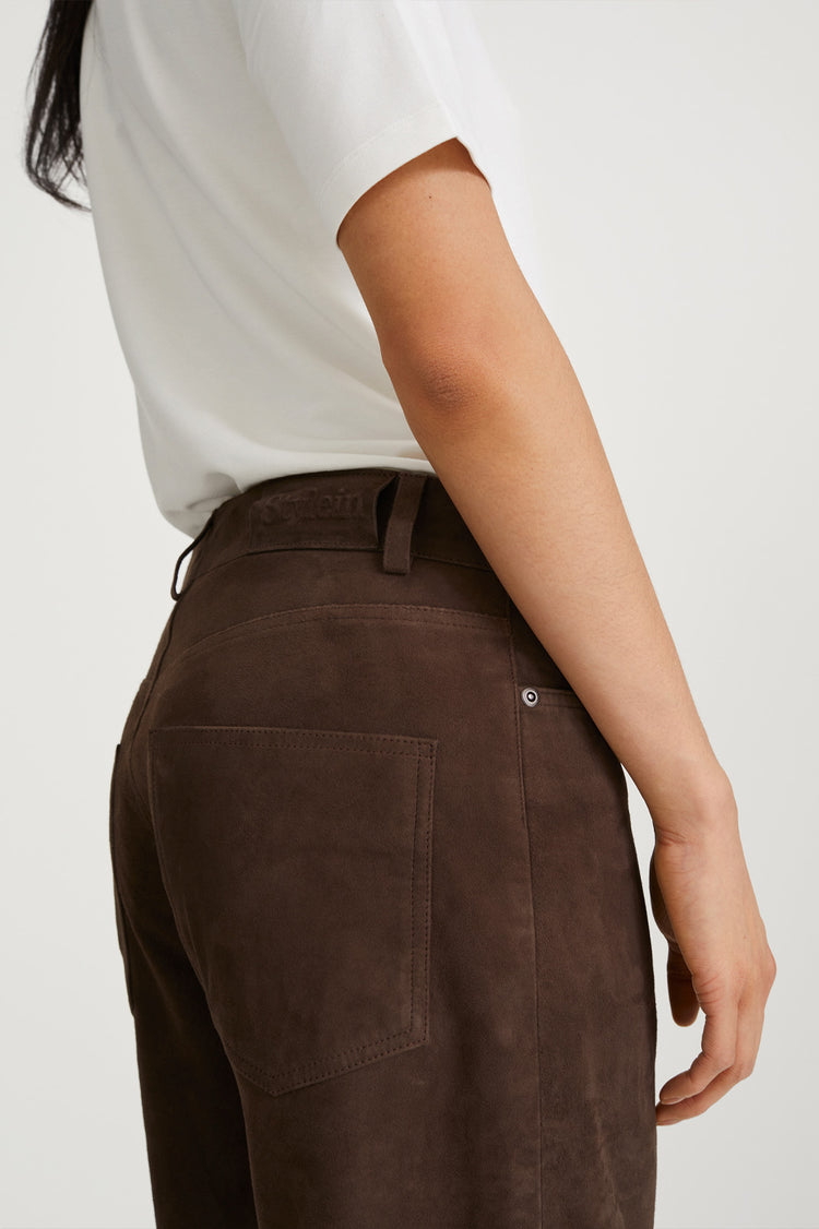 suede trousers brown stylein victory front detail